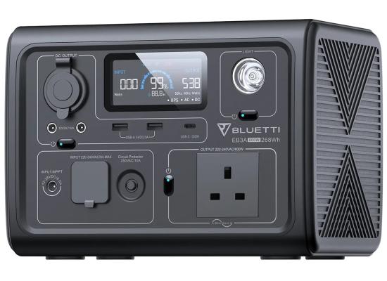 BLUETTI EB3A Portable Power Station, 268Wh Solar Generator LiFePO4 Battery Backup w/ 2 600W (1200W Surge) AC Outlets, Recharge from 0-80% in 30 Min., Mobile Wireless Charger, LFP Backup for Outdoor Camping, Trip, Power Outage - Gray